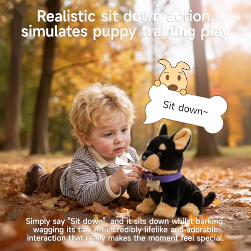 TUMAMA Electric Voice-Activated Control Toy Dog, Interactive Walking Barking Puppy Toy, Soft Fluffy Stuffed Dog, Perfect Festival Birthday Gift for Kids