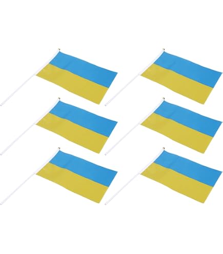 50pcs Ukraine Hand Held Flags - 5.5x8.3 Inch Mini Stick Flags For Parades, Parties & Decor