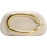 Tasysain Women PU Leather Metal Handle Handbag Trendy Commuting Compact Stone Purse Hand-held Causal Shoulder Clutch Bag