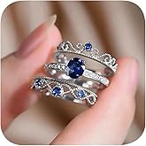 3pcs 925 Plated Silver Wedding Band Ring for Women's Cubic Zirconia Promise Rings Bridal Stackable Eternity Band Ring for Women Sets,Infinity Knot Fake Sapphire CZ Engagement Rings 9#