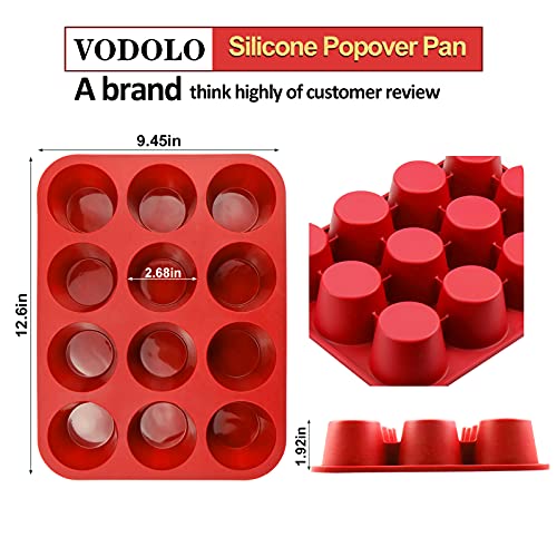 12Cup Silicone Popover Pans, Professional Popover Pan for Popovers