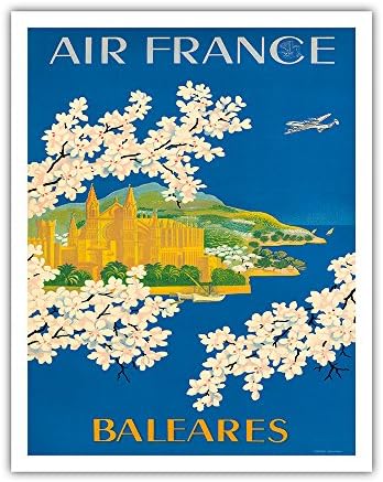 Islas Baleares - Balearic Islands, Spain - Cathedral of Santa Maria of Palma, Mallorca - France - Vintage Airline Travel Poster by Lucien Boucher c.1951 - Fine Art Print - 11in x 14in