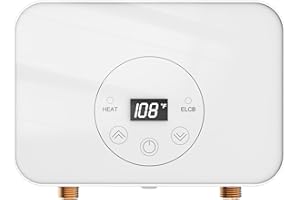 ANTUONY Tankless Water Heater Electric, on demand hot water heater electric with LED Display - Automatic Control System - Fault Self-Test Function and Conversion between Fahrenheit and Celsius (3.5KW White)