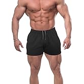 Muscle Alive Men Running Shorts with Pockets Athletic Clothing French Terry Cotton with 3 or 5 Inch