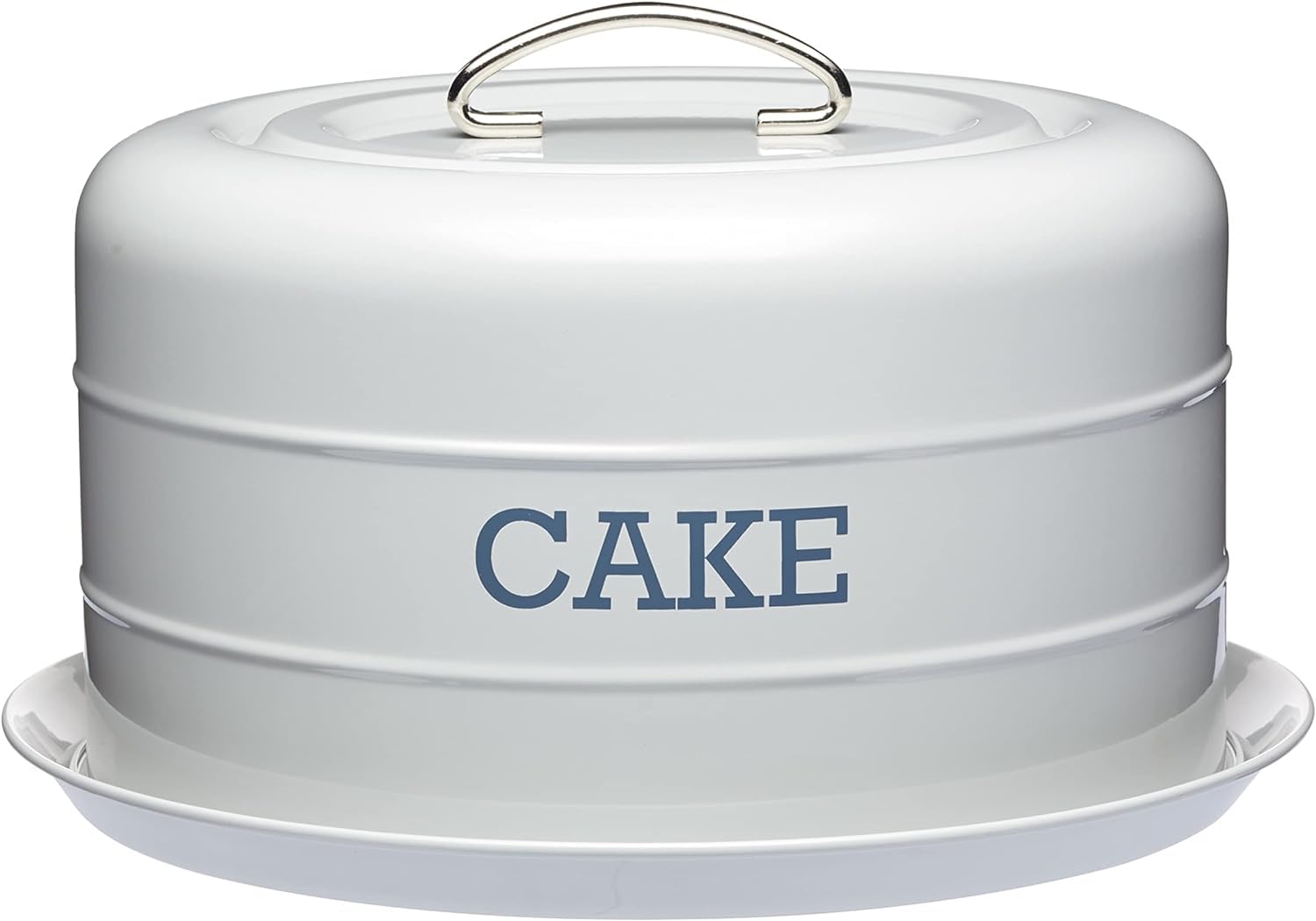 KitchenCraft Living Nostalgia LNCTGRY Airtight Cake Storage Tin / Cake Dome, 28.5 x 18 cm - French Grey