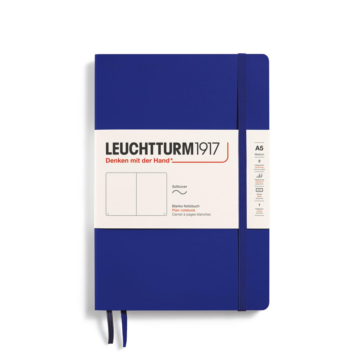 LEUCHTTURM1917 369804 Notebook Medium (A5), Softcover, 123 Numbered Pages, Ink, Plain — image 1
