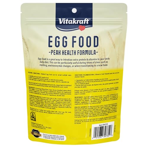 VITAKRAFT VITASMART EGG FOOD FOR BIRDS – DAILY SUPPLEMENT FOR PARROTS, PARAKEETS, COCKATIELS, AND CANARIES – BIRD CALCIUM SUPPLEMENT 1.1 POUND (PACK OF 1)