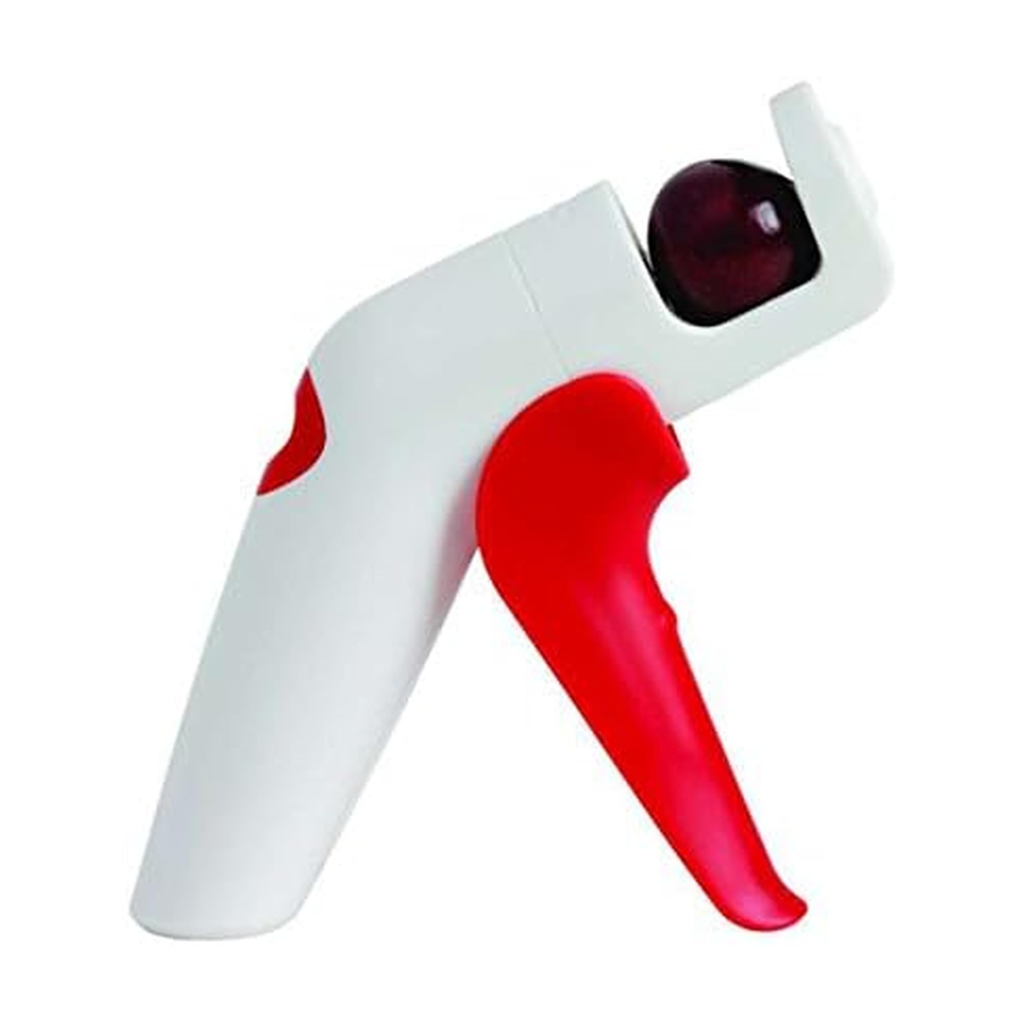 Chef'n QuickPit Cherry Stoner & Olive Pitter, Remove Fruit Stones Quickly & Easily, Red & White, 21.5 x 7 x 9 cm