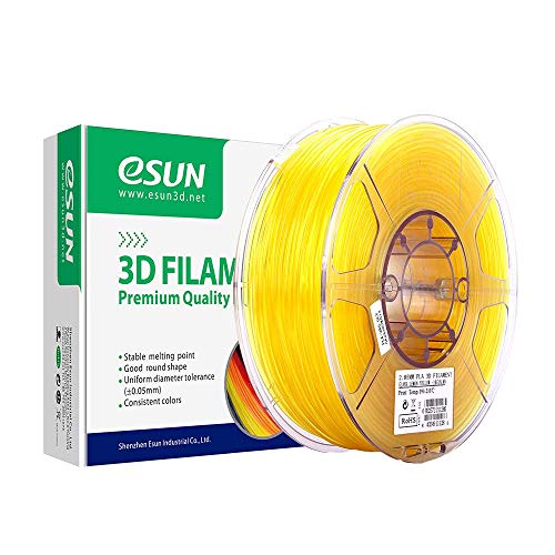 eSUN Transparent PLA Filament 1.75mm, PLA 3D Printer Filament, Dimensional Accuracy +/- 0.05mm, 1KG (2.2 LBS) Spool 3D Printing Filament for 3D Printers and 3D Pens, Yellow