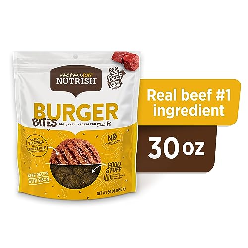 NUTRISH RACHAEL RAY BURGER BITES DOG TREATS, BEEF RECIPE WITH BISON, 30 OZ. POUCH