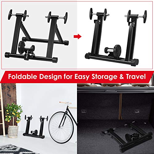 GYMAX Bike Trainer Stand, Folding Stationary Bicycle Stand for