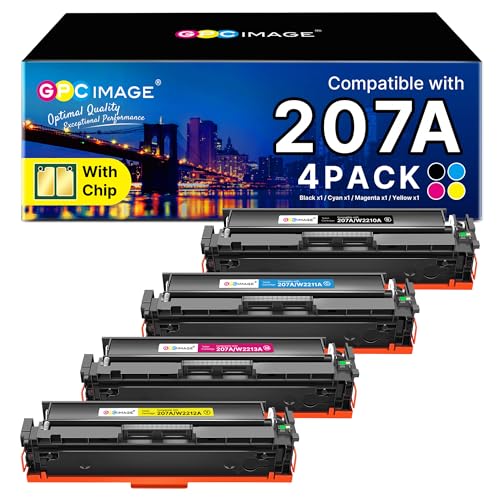 207A 207X MFP M283fdw Toner with Chip Compatible for HP 207X 207A for HP Color LaserJet Pro MFP M283fdw M255dw M255nw M283fdn M283cdw M282nw W2210A W2211A W22121A A (Black Cyan Yellow Magenta, 4-Pack)
