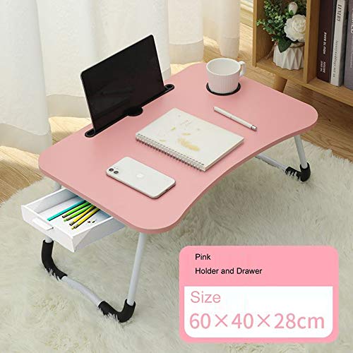Lap Desk with Storage Drawer, Holders for Cup and Tablet, Tray Table