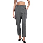 HDE Women's Pull On Pintuck Pants Casual Travel Dressy Sweatpants with Pockets