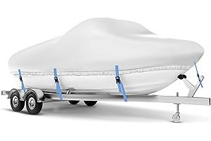 RZKHDZHM Boat Cover 22-24 ft, Waterproof 1200D Heavy Duty Boat Cover, PU Marine Grade Polyester Boat Covers 22-24 ft, Fits Bass, V-Hull, Tri-Hull, Runabout, Jon, Fishing, Trailerable, Beam Width 115 inch