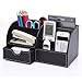 KINGFOM Office Desk Organizer Set 8PCS Office Supply Synthetic Leather Including Desk Organizer,File Cabinet,File Rack,Desk Drawer,Pen Holder,Memo Paper Holder, Crystal Ashtray and Tissue Box Holder