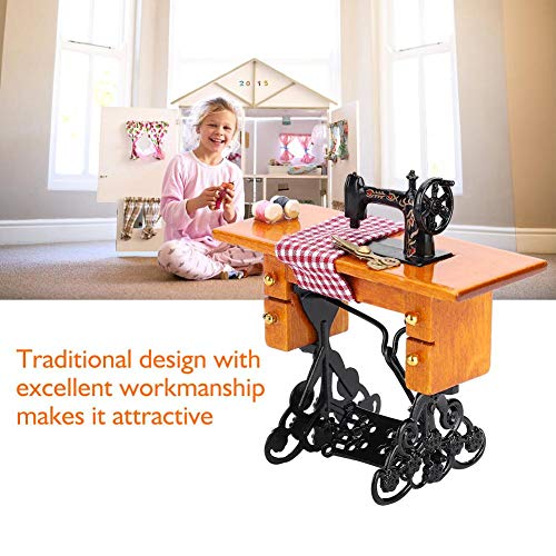 Fdit Puppenhaus Miniaturmöbel Holz Nähmaschine für Puppenhaus Zubehör Dekor Spielzeug Handwerk Dekoration 1:12 – Bild 5