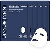 INNA ORGANIC Sheet Mask - Anti-aging & Tightening, EWG & COSMOS Certified (Pack of 5) | Frankincense Essential Oils Infused Skin Care | Luxury Clean Beauty
