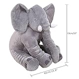 Elephant Stuffed Plush toy Cushion Cute Animals Cushion for Children's Gifts 40cm37cm25cm (Small, Gray)