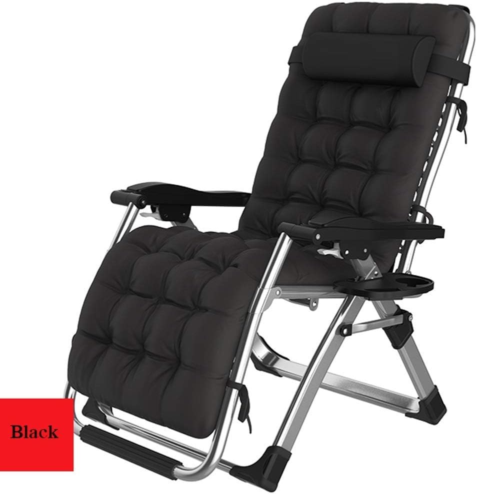 WYJW Heavy Duty Textoline Gravity Sun Lounger Chairs Folding Reclining Chairs Adjustable Garden Outdoor Patio Deck Chair (color : Cahir+cushion a)