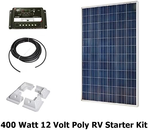 Infinium 400 Watt Solar Panel Complete Off-Grid RV Boat Kit with 30 AMP USB PWM Charge Controller + 40' Solar Cable + Drill Free Mounting Brackets