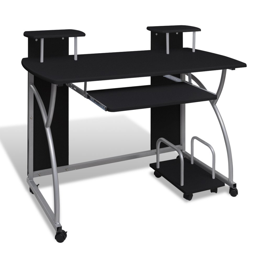 vidaXL Computer Desk Pullout Keyboard Tray Black Writing Table