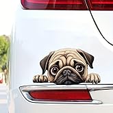 2PCS Cute Pug Vinyl Car Decal 5.91"x3.15", Funny Wrinkled Dog Sticker for Car, Laptop, Water Bottle, Pet Lover Decor |#DK114