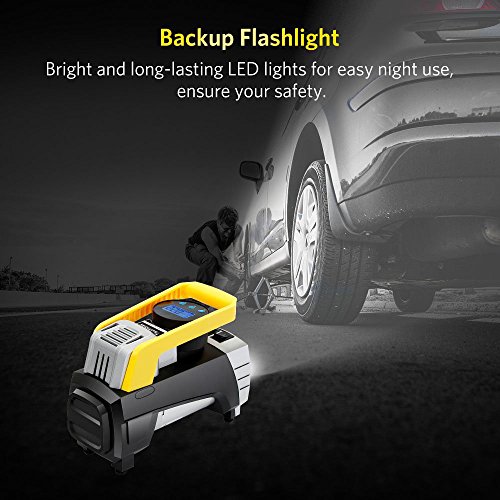 Tsumbay Air Compressor Pump, Digital Tire Inflator with Preset Pressure Gauge, 12V 150PSI Portable Air Pump for Car, Bikes, RV, Sport Balls and Other Inflatables, with Storage Bag