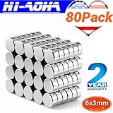 Magnets,Magnet,80PACK Round Refrigerator Magnets, Multi-Use Magnet,Stainless Steel Magnet Disc , for Fridge Home , kitchen,Craft Projects ,Office,DIY, Arts ,Whiteboard(80PACK-6X3MM)