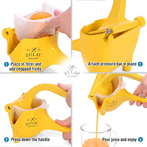 Zulay Fruit Manual Juicer Heavy Duty Juice Press Squeezer with