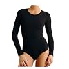 Basic Round Crew Scoop Neck Stretchable Long Sleeve Bodycon Leotard Bodysuit Lingerie Women's Top