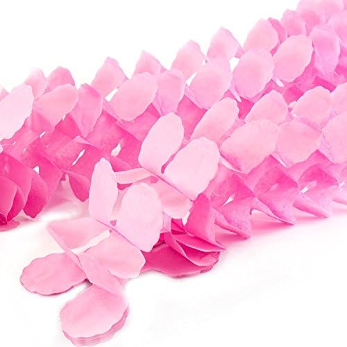 AIWANK Hanging Garland Tissue Paper,Four Leaf Reusable Streamers Decorations Pink While For Wedding, Baby Shower,DIY Party,Party Decorations & Party Supplies