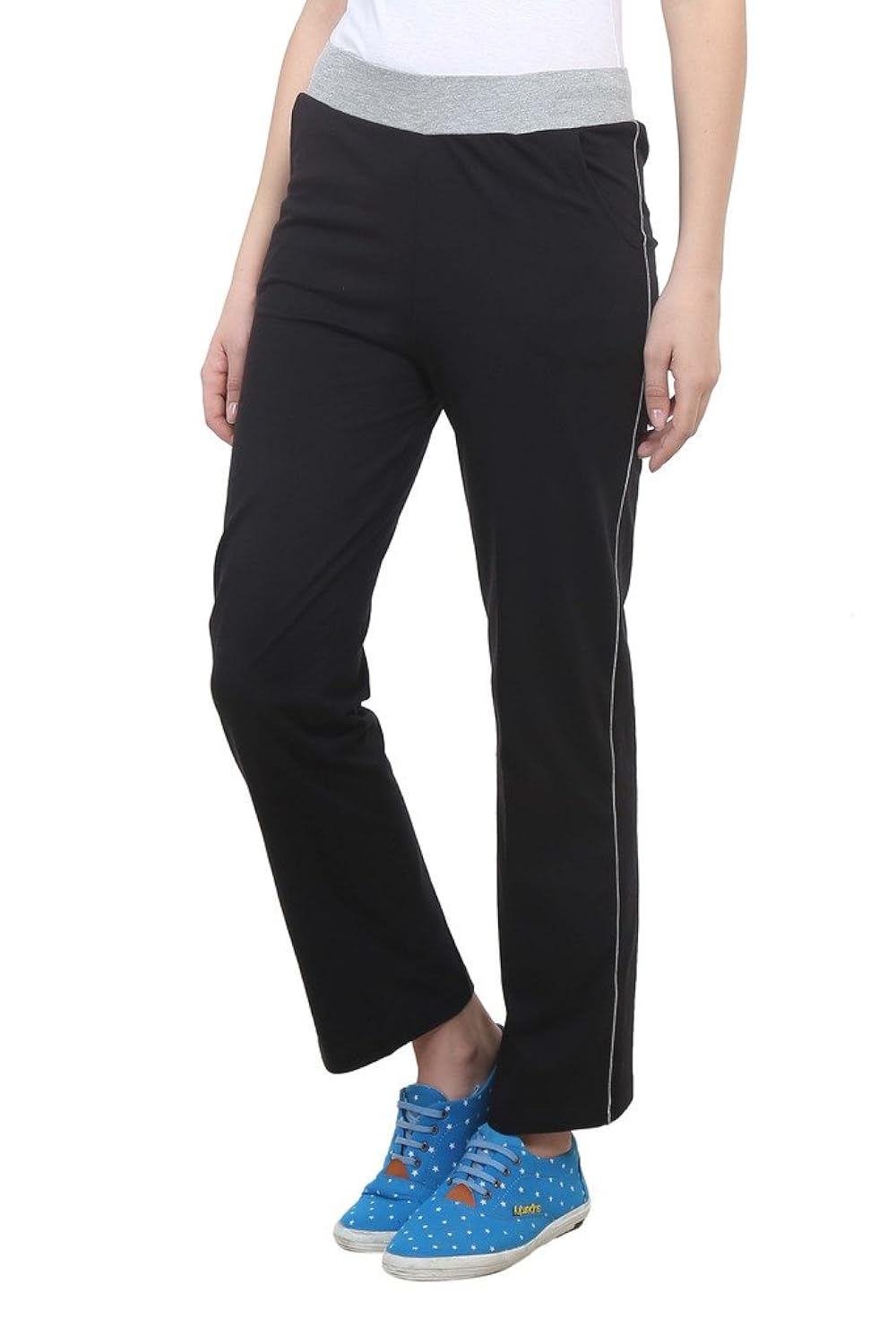 vimal black cotton blend trackpant for women