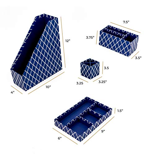 Navy Blue Desk Sets and Accessories for Women 4 Piece Set Mail