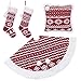 The Nova - Christmas Tree Skirt and Star - 48 inch Large - Khaki Colorful Xmas Burlap Tree Skirts with White Snowflake Printed
