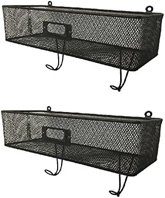 BLZ (Lot of 2) Rustic Letter Holder Key Rack Organizer Wall Mount Mail Hook Storage Hanger Office Black