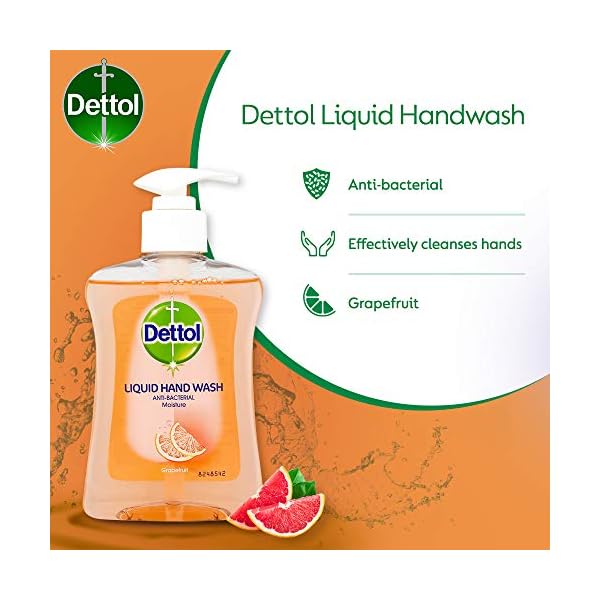Dettol-Moisture-Antibacterial-Hand-Wash-Soap-Grapefruit-Dispensing-Pump-250-ml Dettol Moisture Anti Hand Wash Soap Dispensing Pump, 250 ml, Grapefruit, 1 Count