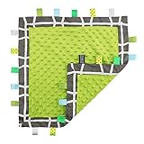 5 Colors - TAGZ Tag Blanket for Infant by CRAZZIE (Owl Grey Geo with Lime Dot-Minky)