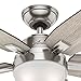 Hunter Fan 46 inch Contemporary Ceiling Fan with LED Light Kit, Brushed Nickel (Renewed)