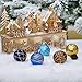 Valery Madelyn Christmas Tree Ornaments for Mardi Gras, 30ct Blue and Gold Shatterproof Christmas Tree Decorations, 2.36 Inches Peacock Hanging Ball Ornaments Bulk for Xmas Holiday Ramadan Decor