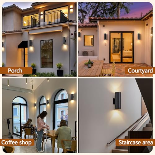 Nigaut Outdoor Lights for House, 4 Pack Exterior Wall Light Fixture, Anti-Rust Aluminum Up and Down Porch Light for Pool Fence, Front Door & Modern Farmhouse, E26 Socket Outdoor Wall Sconce 11.8" | IP65 Waterproof Anti-Rust Aluminum Wall Mount Fixtures for Porch Garden Garage Courtyard, Bulbs Not Included