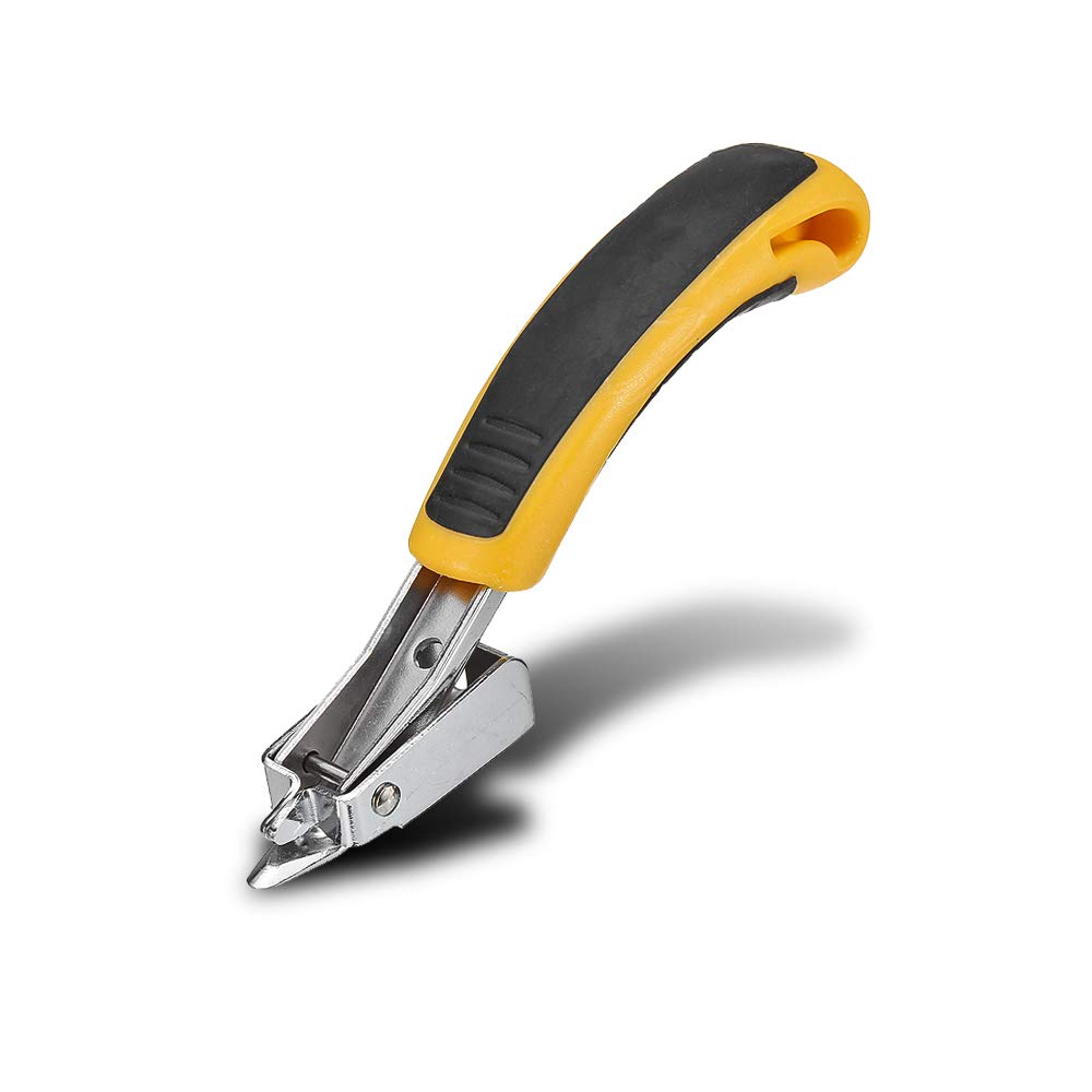 Fiksu Staple Remover, Heavy Duty Upholstery Nail Puller, Office Hand Tool, Rocker Mechanism for Easy Staple Removal, Hardened Steel, Yellow and Black, Modern Style