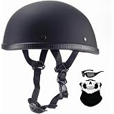 German Motorcycle Helmet, Adult Half Helmet, Open Helmet, DOT Approved Vintage Half face Helmet for Cruiser Scooters and Motorbikes. (X-Large,Matte Black)