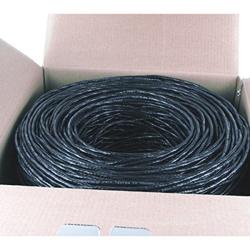 Five Star 1000 ft Cat6 CMR UTP ETL Listed 23AWG 4 Pairs Solid Copper Internet Network Ethernet cable PVC Black