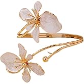 Colorful Flower Arm Cuff Bracelet for Women Adjustable Upper Arm Bangle Coil Swirl Armlet Armband Minimalist Upper Arm Cuff Summer Beach Jewelry Gifts Statement Party Jewelry