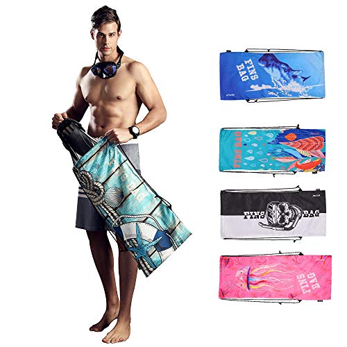 Hiturbo Scuba Gear Bag-Fin Drawstring Backpack Gear Bag for Snorkeling Diving Swimming Fins 29.5"x13.8"