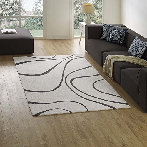 Modway Therese Abstract Swirl 5x8 Area Rug Contemporary Design In Ivory and Charcoal