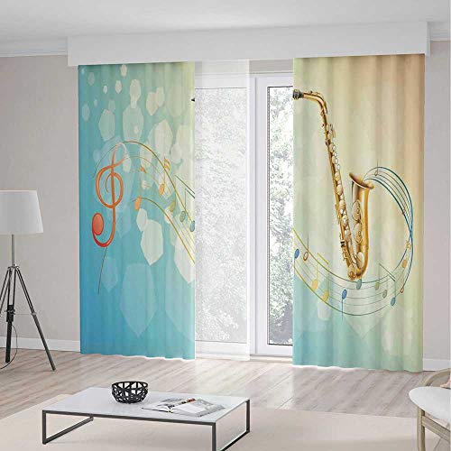 Yoliyana Window Curtains Jazz Music Decor Colorful Musical Notes