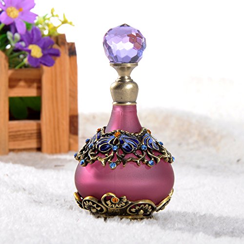 YUFENG 25ml Purple Vintage Refillable Crystal Decor Perfume Bottle
