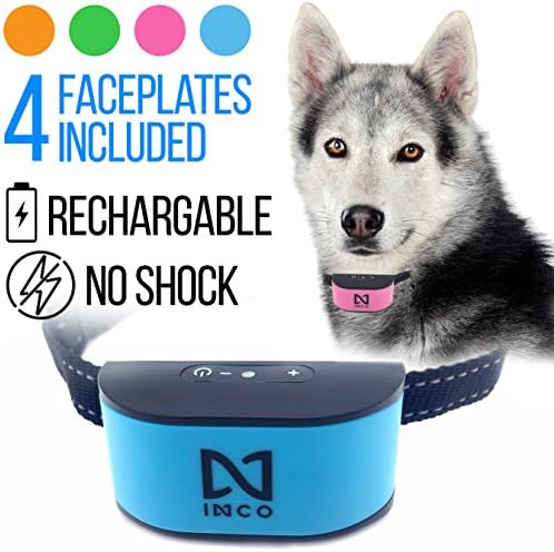 INCO [2018 New Chip Upgrade] NO BARK NO SHOCK NO SHARP PRONGS Humane Rechargeable &amp; Water Resistant Dog Collar - Extremely Durable &amp; Effective - Sound &amp; Vibration - 7 Sensitivity